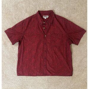 Duluth Trading Co. Short Sleeve Red Black Button Down Size 2XL 100% Cotton